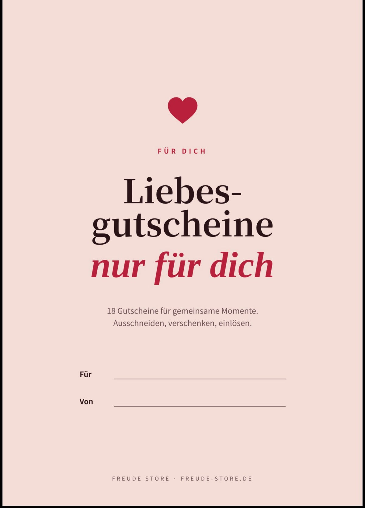 Liebesgutscheine zum Ausdrucken – Deckblatt und Gutscheine