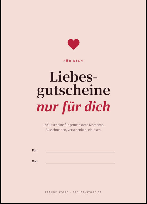 Liebesgutscheine zum Ausdrucken – Deckblatt und Gutscheine